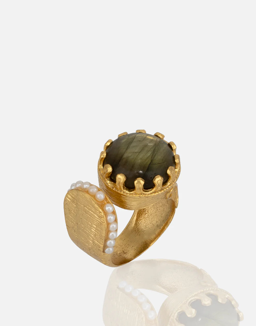 RM KANDY | Bague en Labradorite en or et perle