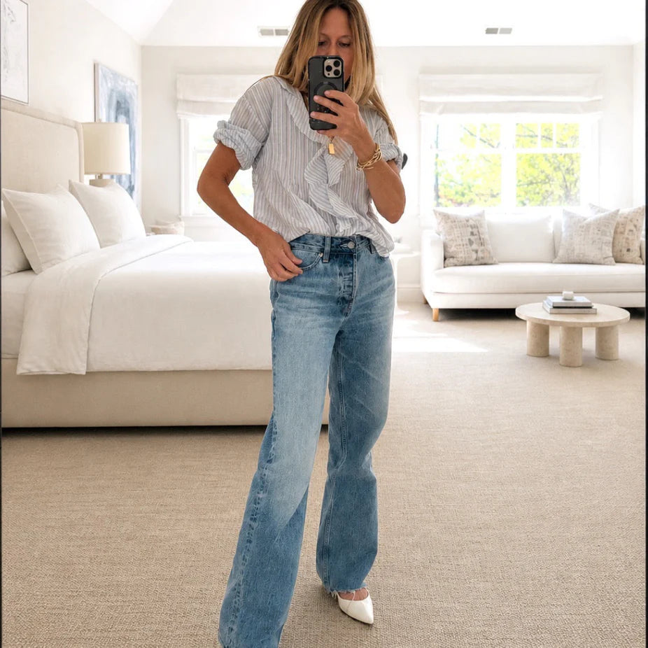 KERRI ROSENTHAL | Chemise "Rosen"- Blanc-Bleu Solvang