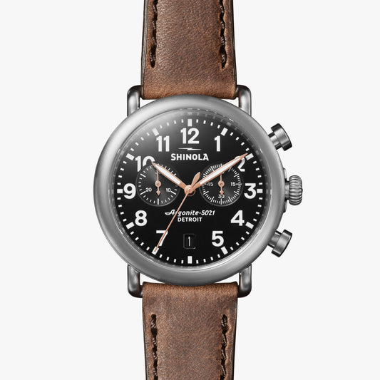 Shinola - Montre Runwell Chrono 41MM - Noir / Brun Fauve