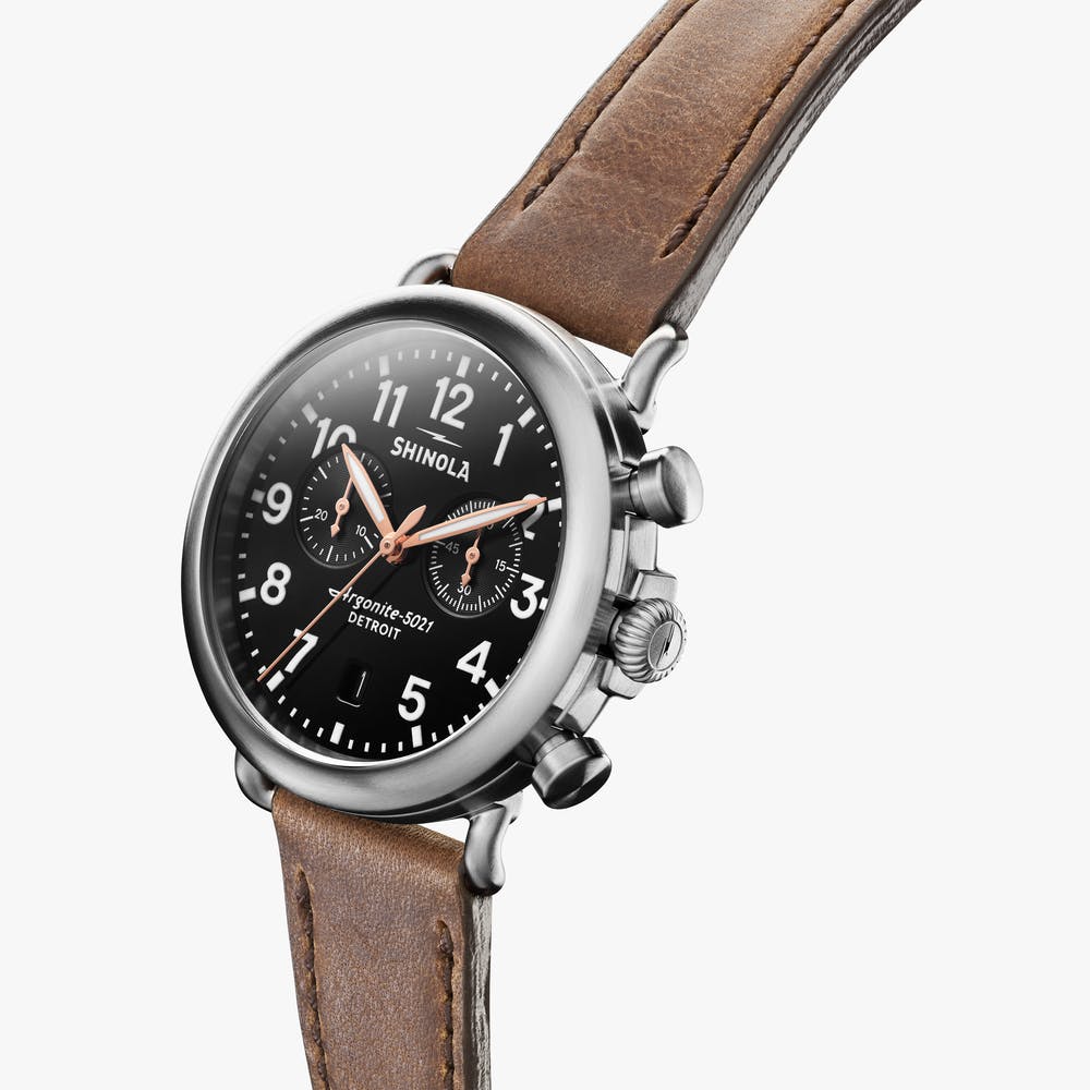 Shinola - Montre Runwell Chrono 41MM - Noir / Brun Fauve