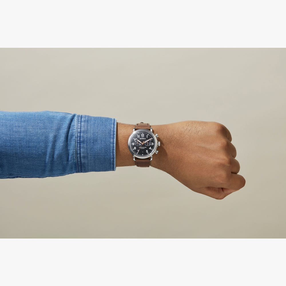 Shinola - Montre Runwell Chrono 41MM - Noir / Brun Fauve