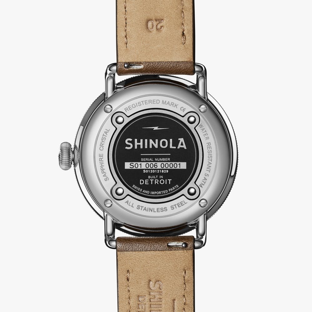 SHINOLA - MONTRE CANFIELD 43MM - Blanc / noisette foncée