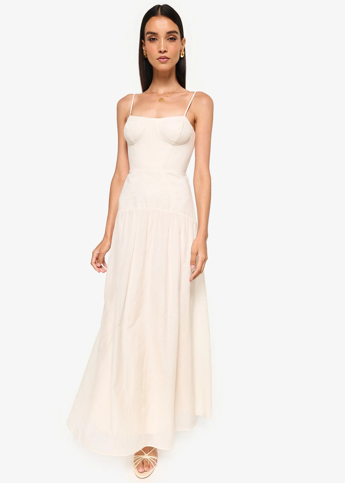 CAMI NYC | Robe corset en lin ''Palermo'' - Os blanc