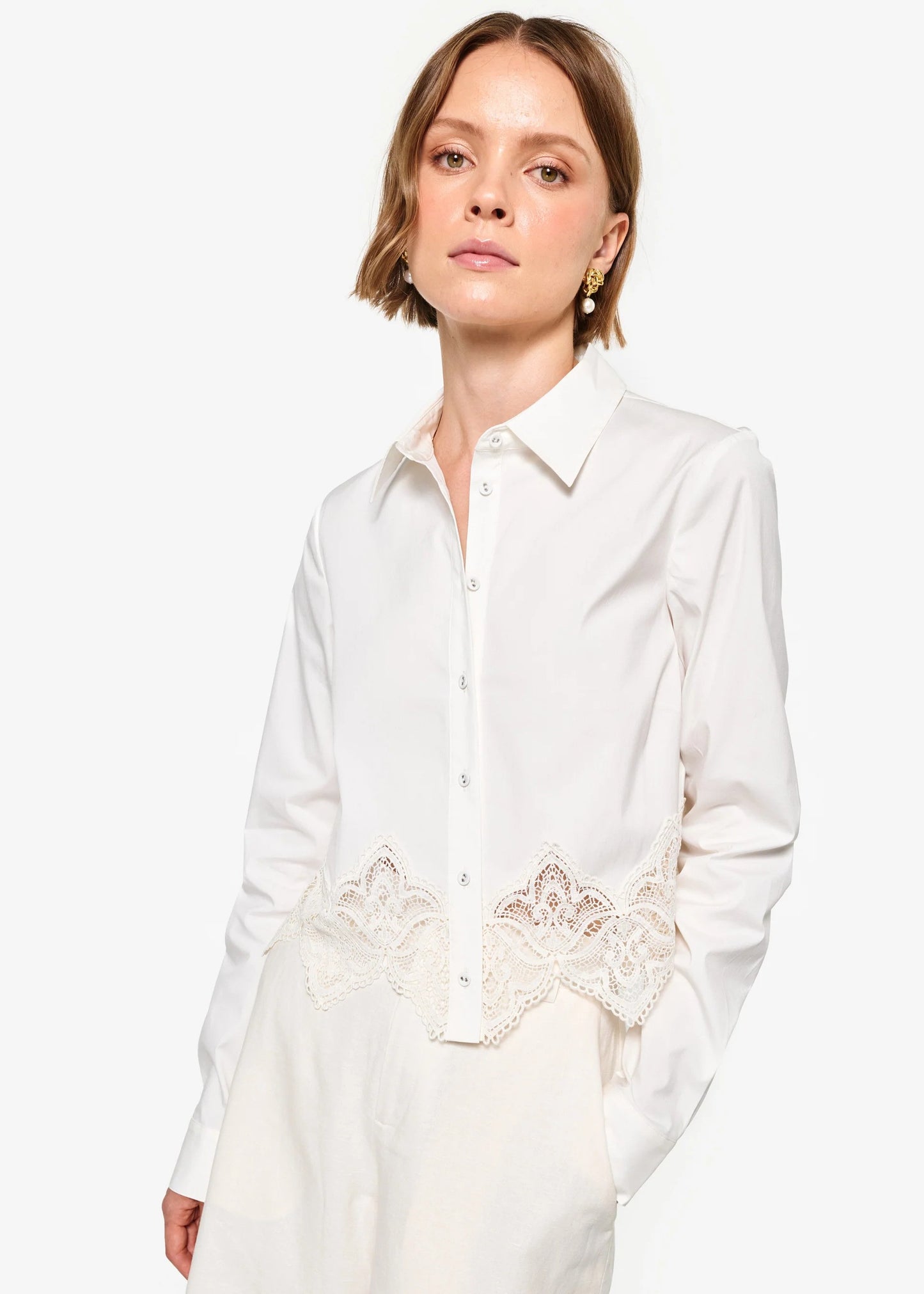 CAMI NYC | Blouse courte en popeline de coton ''Cielo'' - Macadamia