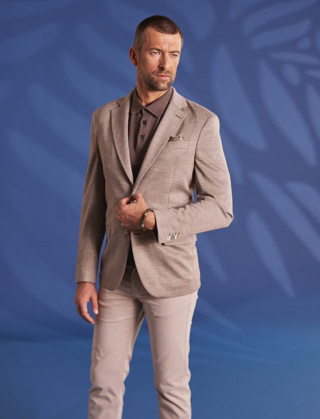 SAND Copenhagen | Veston Jersey extensible ''6817 Sherman Easy'' – Camel clair