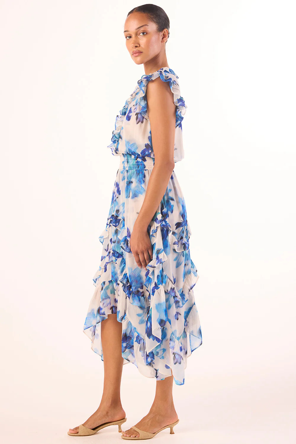 MISA | La robe mi-longue ''Dakota'' - imprimé floral estompé
