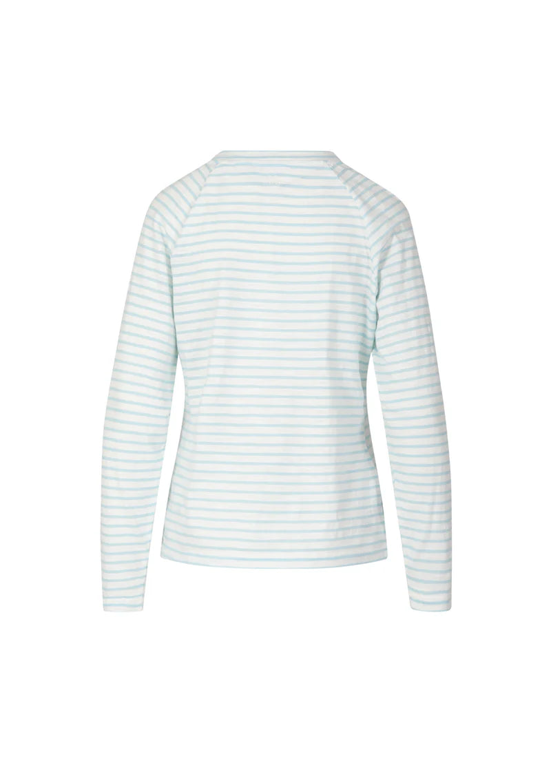 Coster | T-shirt manches longues- Blanc/ bleu