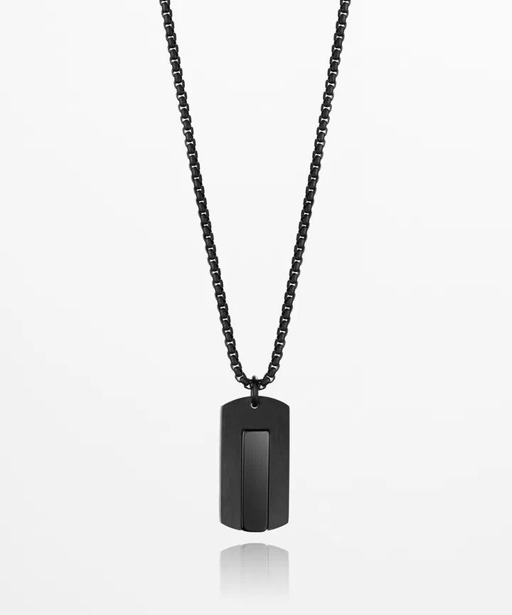 Pig & Hen | Le collier "Dogtag" - Agate noire / Noir