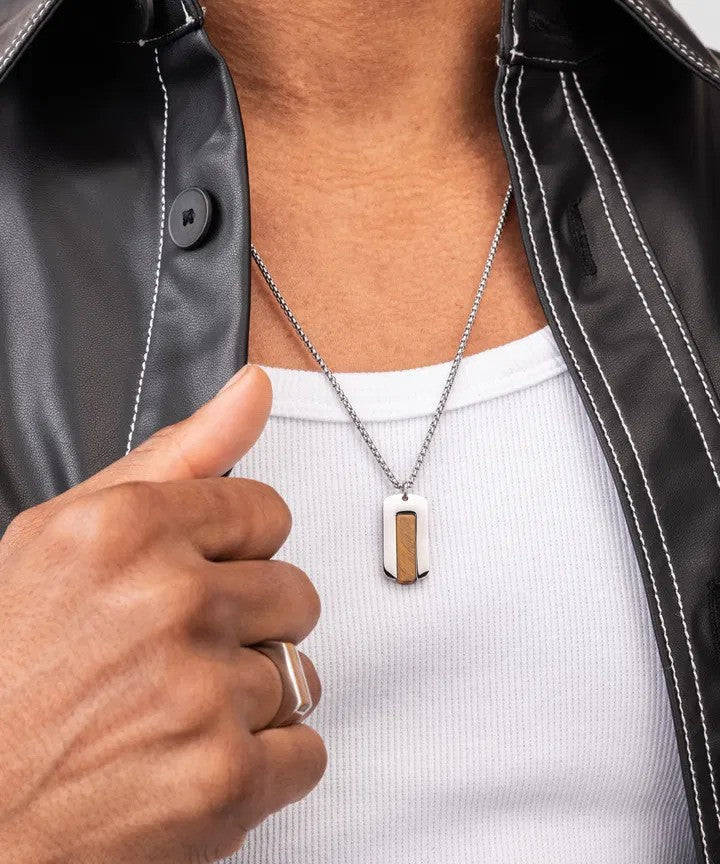 Pig & Hen | Le collier "Dogtag" - Oeil de tigre/ Argent