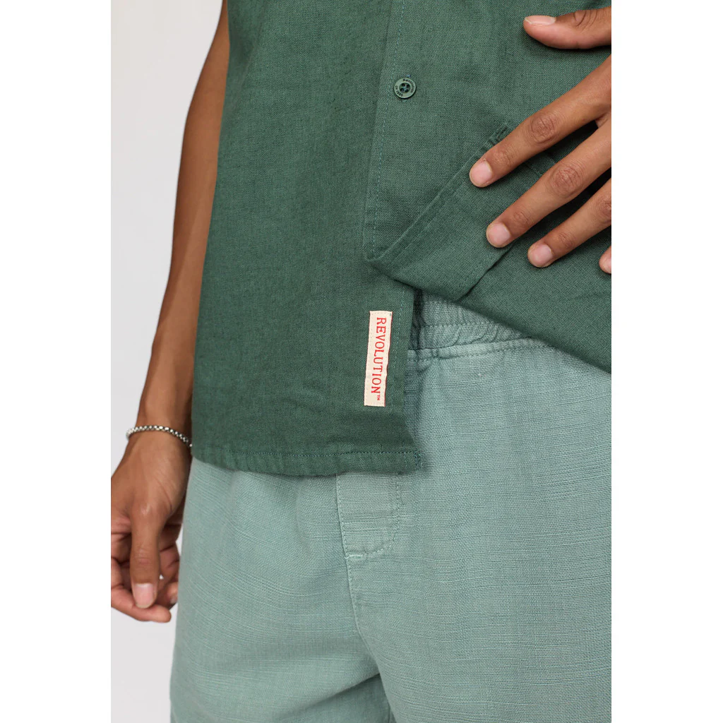 Revolution | Chemise cubaine en lin et coton - Vert