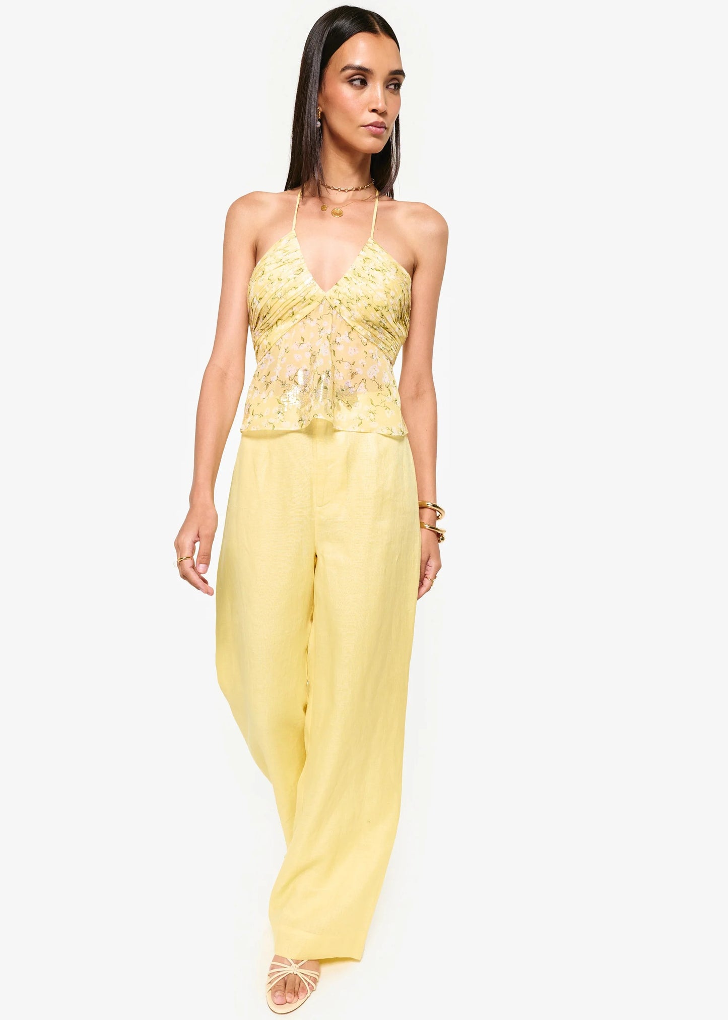 CAMI NYC | Camisole ''Rhea'' en mousseline métallisée - Magnolia jaune
