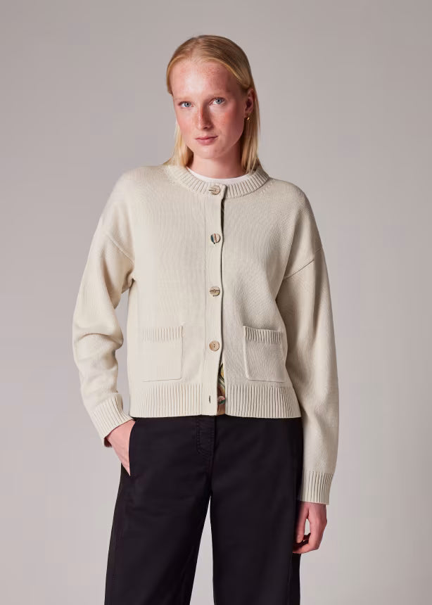 Paul smith | Cardigan à patte de boutonnage ''Swirl'' en laine et coton - Crème - Beige