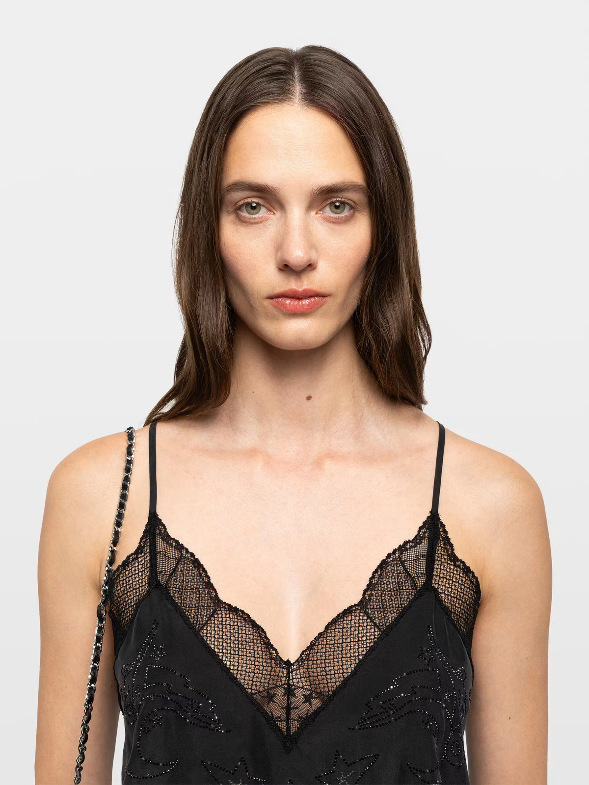 Zadig&Voltaire | Camisole en soie avec strass 'Christy' | Noire