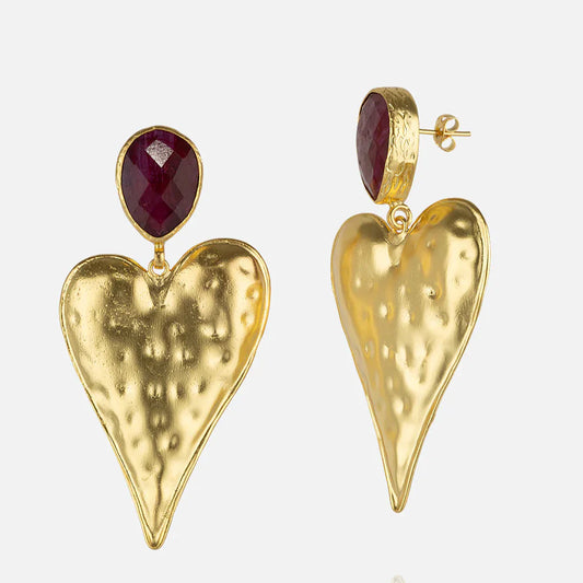 RM KANDY | Boucles d'oreilles en forme de coeur - Rubis