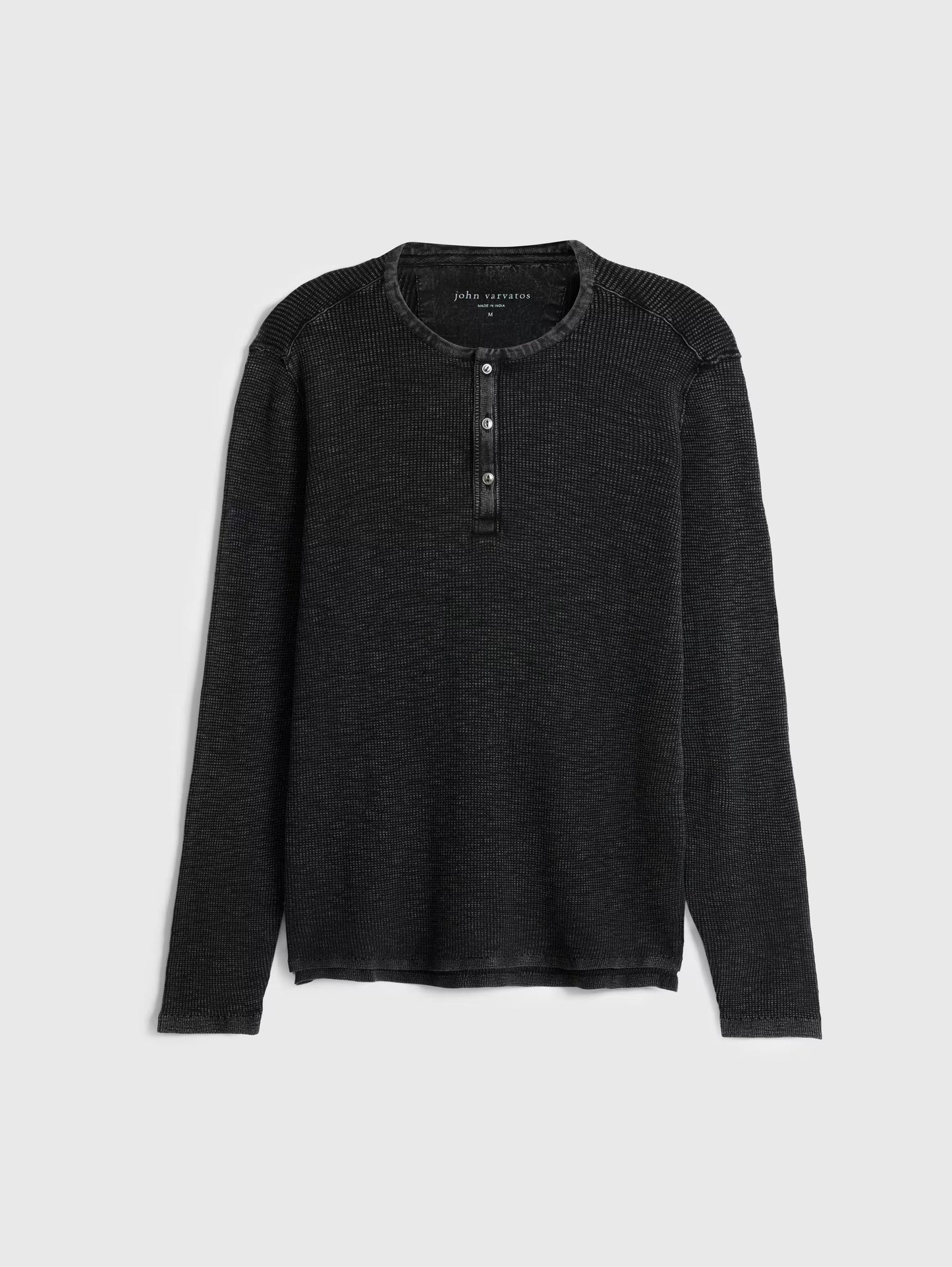 John Varvatos | Pull Henley ''Memphis'' à texture gaufrée - Noir