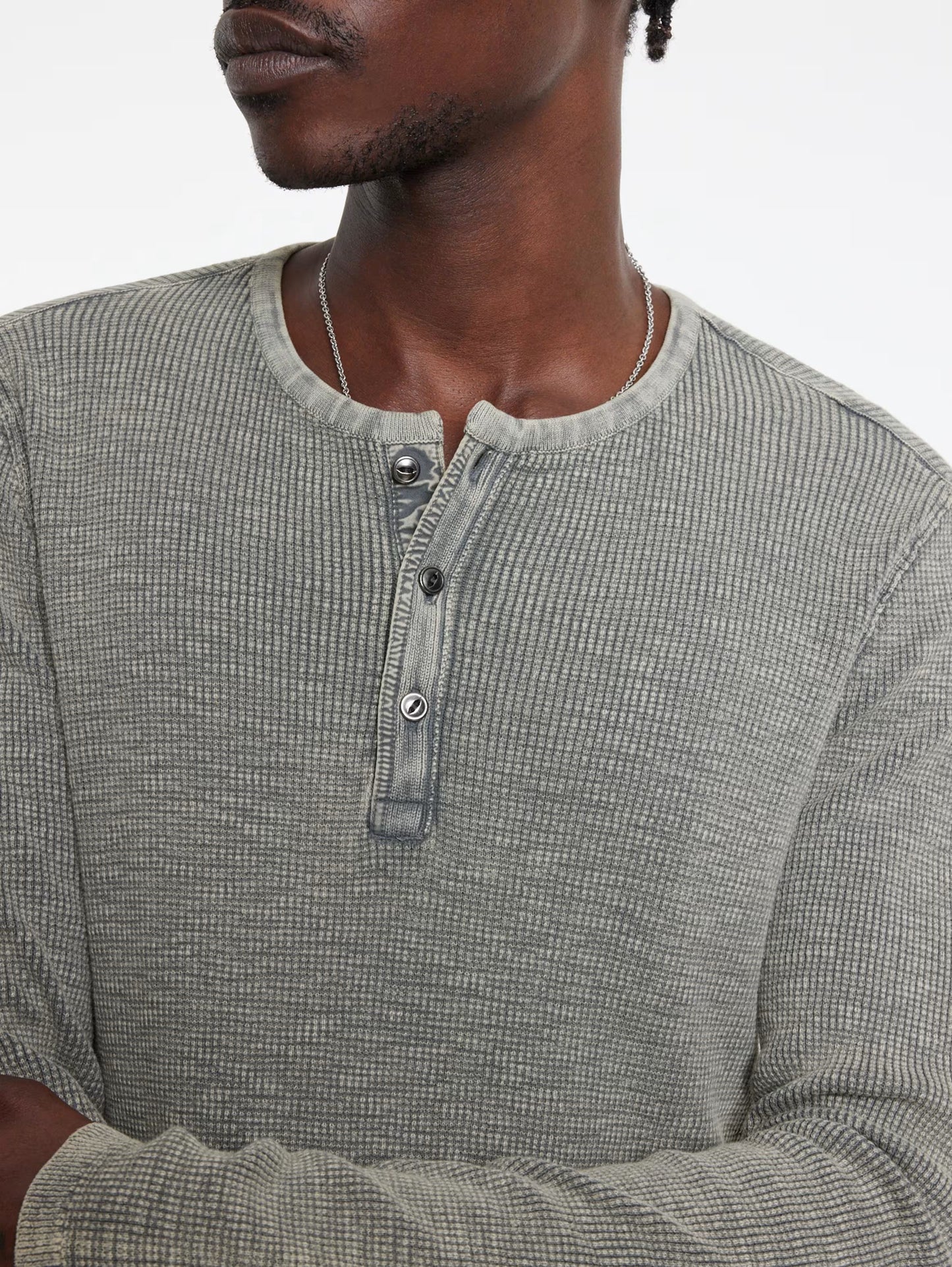 John Varvatos | Pull Henley ''Memphis'' à texture gaufrée - Gris