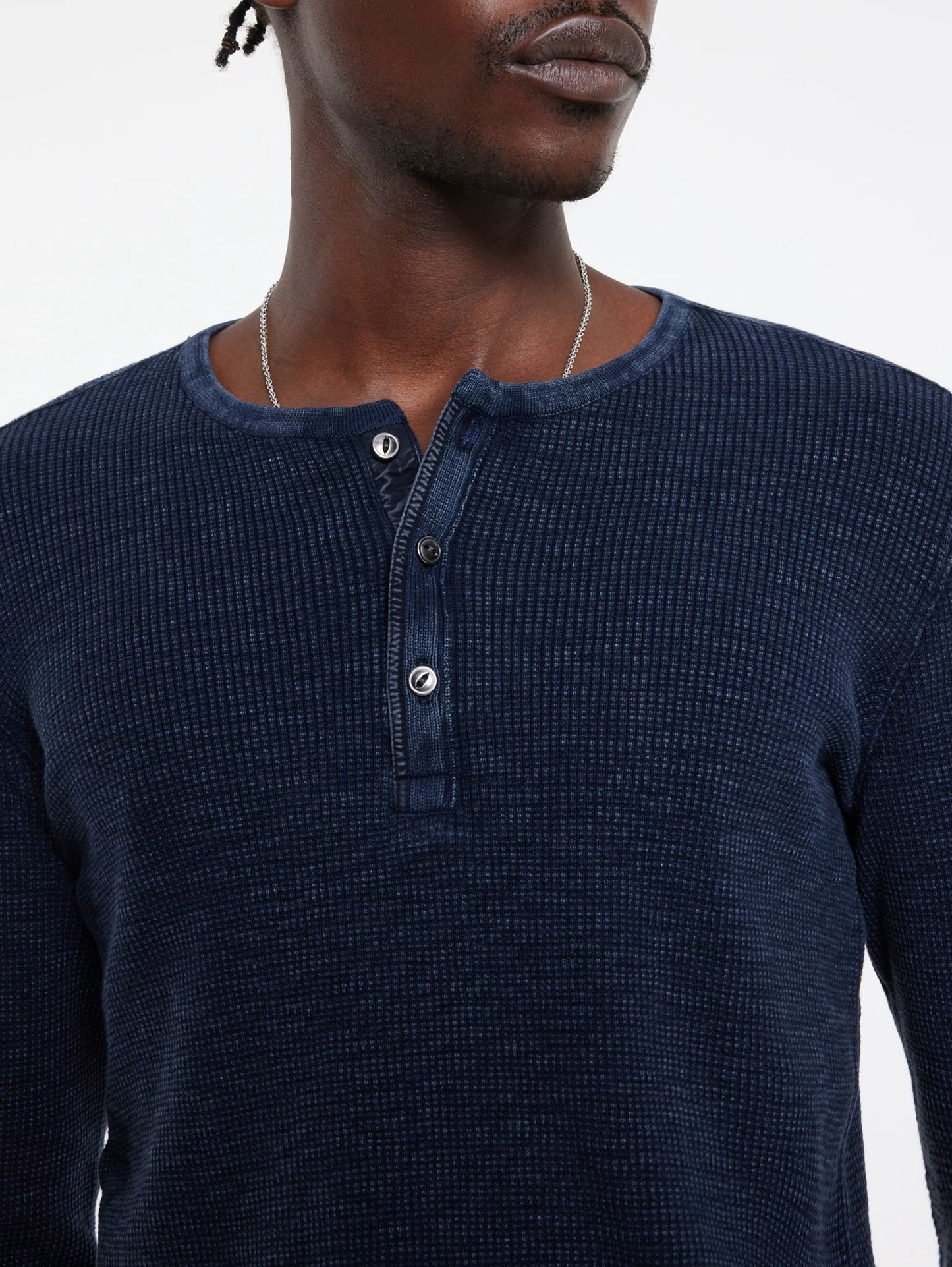 John Varvatos | Pull Henley ''Memphis'' à texture gaufrée - Bleu