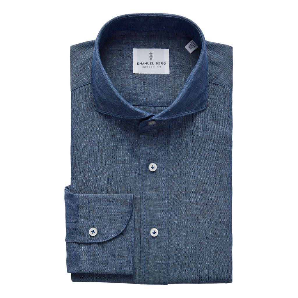 Emanuel Berg | Chemise en lin ''Havard'' - Bleu Moyen