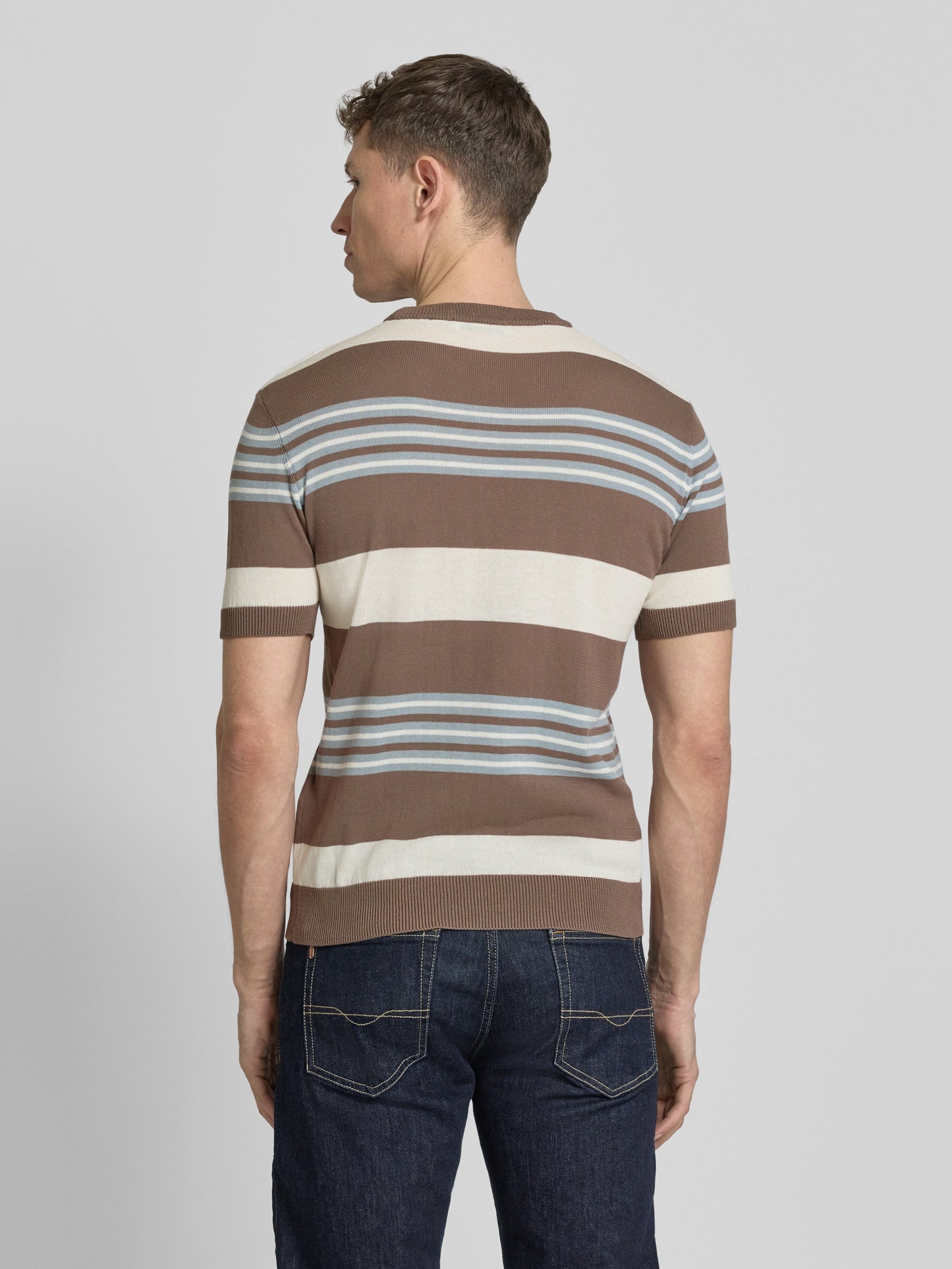 Manuel Ritz | T-shirt en maille à rayures multiples - Taupe