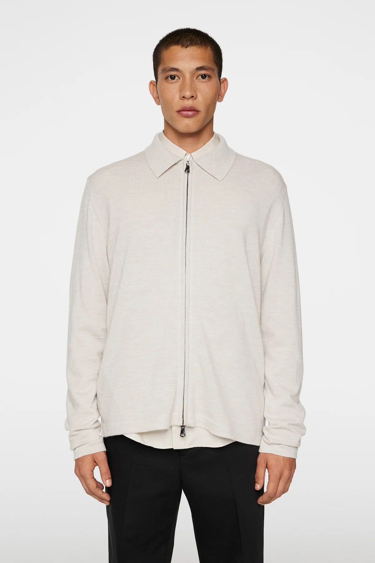 J.Lindeberg | Le cardigan zippé "Kaleb" en mérinos - blanc