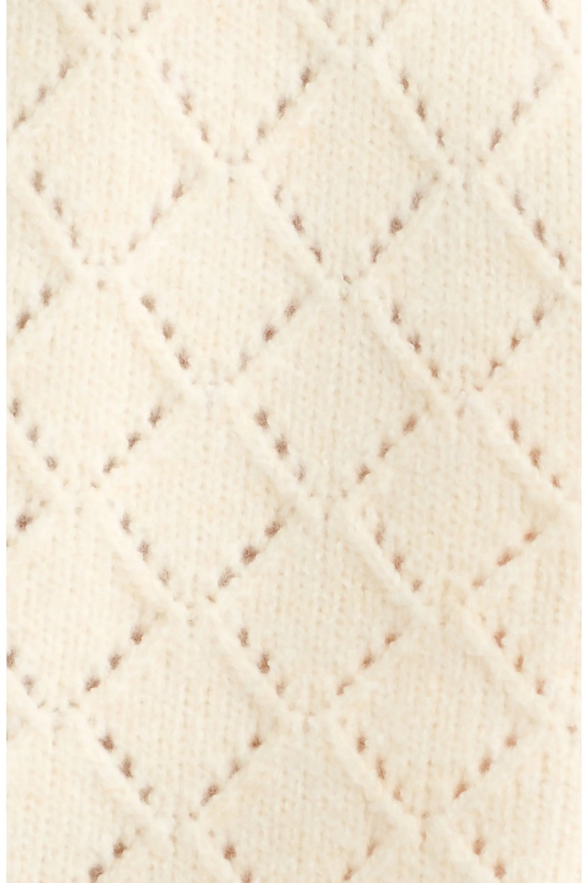 Dèluc | Pull à col rond en tricot pointelle 'Vitosha' | Ecru