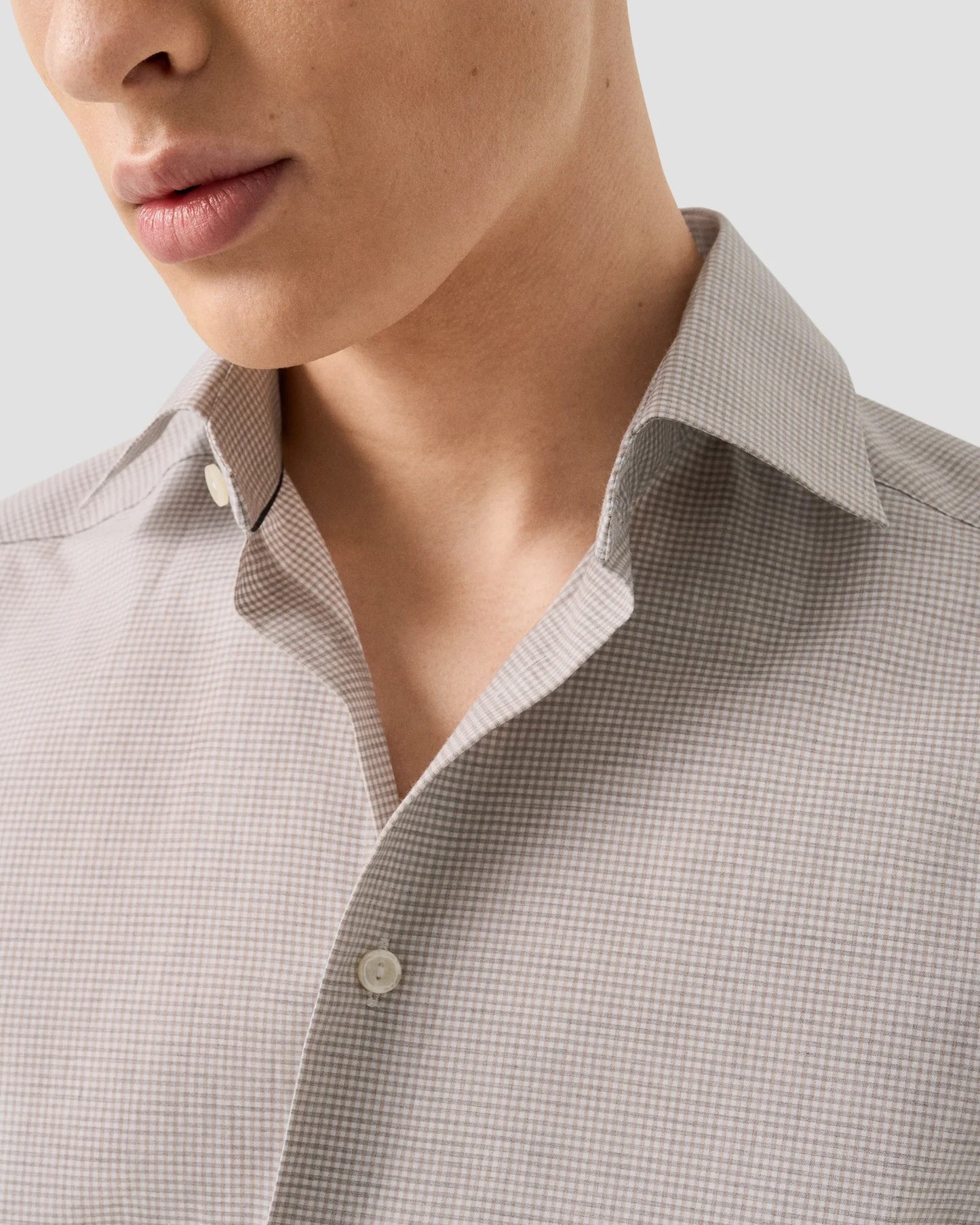 Eton | Chemise à carreaux en sergé fin - Marron