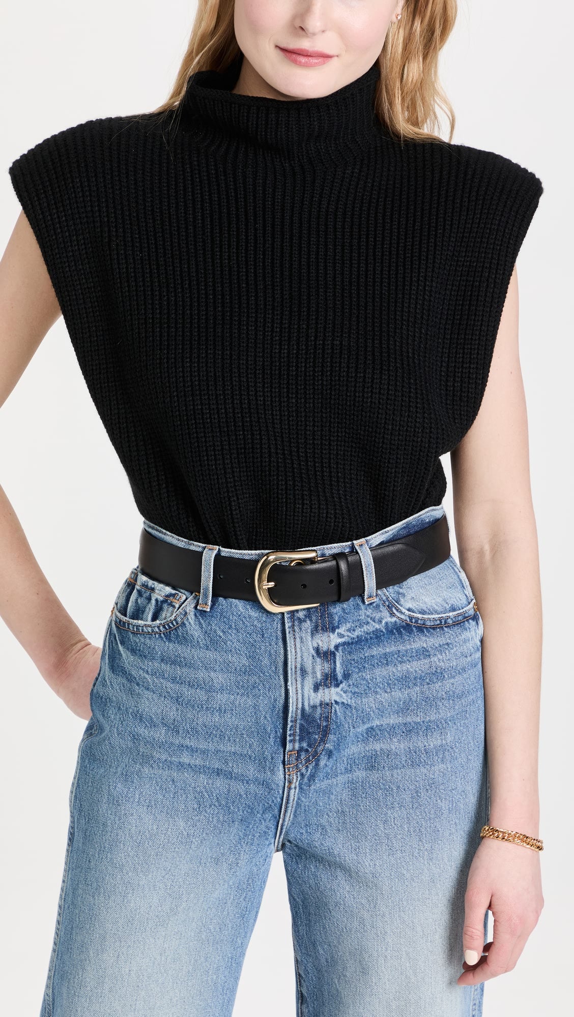 B-low the belt - Ceinture en cuir Kennedy - Noir/Argent
