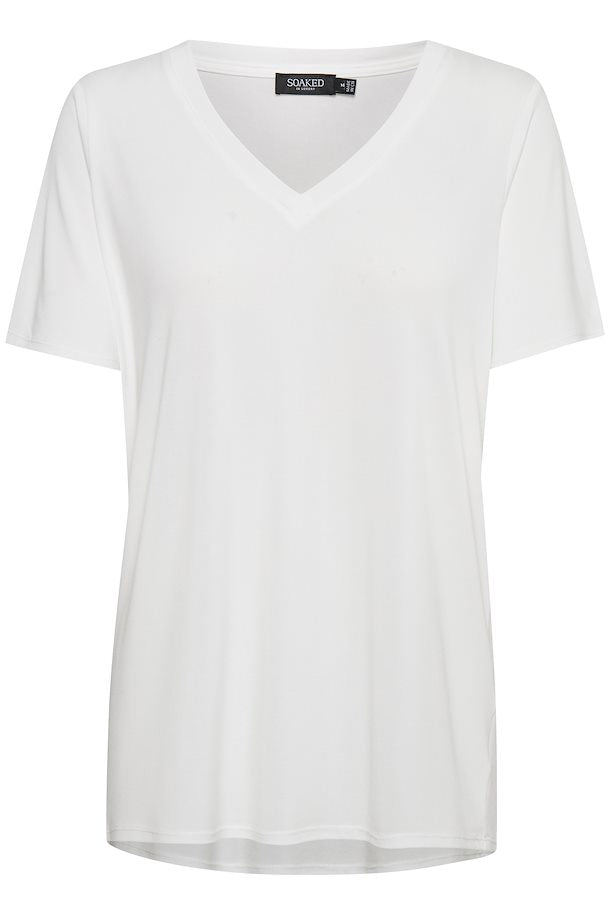 Soaked In Luxury | T-Shirt col V "COLUMBINE" - Blanc