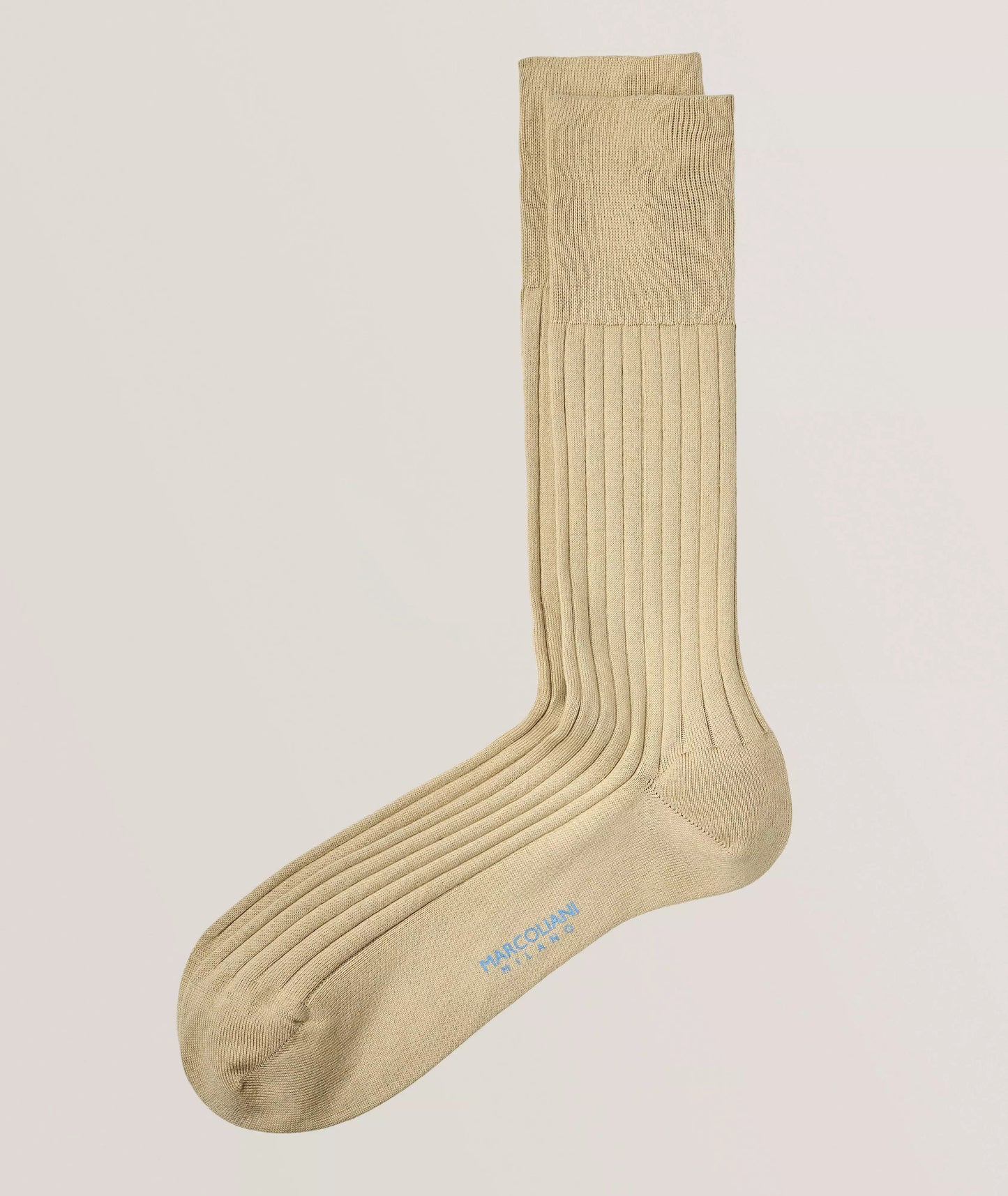 Marcoliani - Chaussettes côtelées en coton égyptien et nylon  - Beige