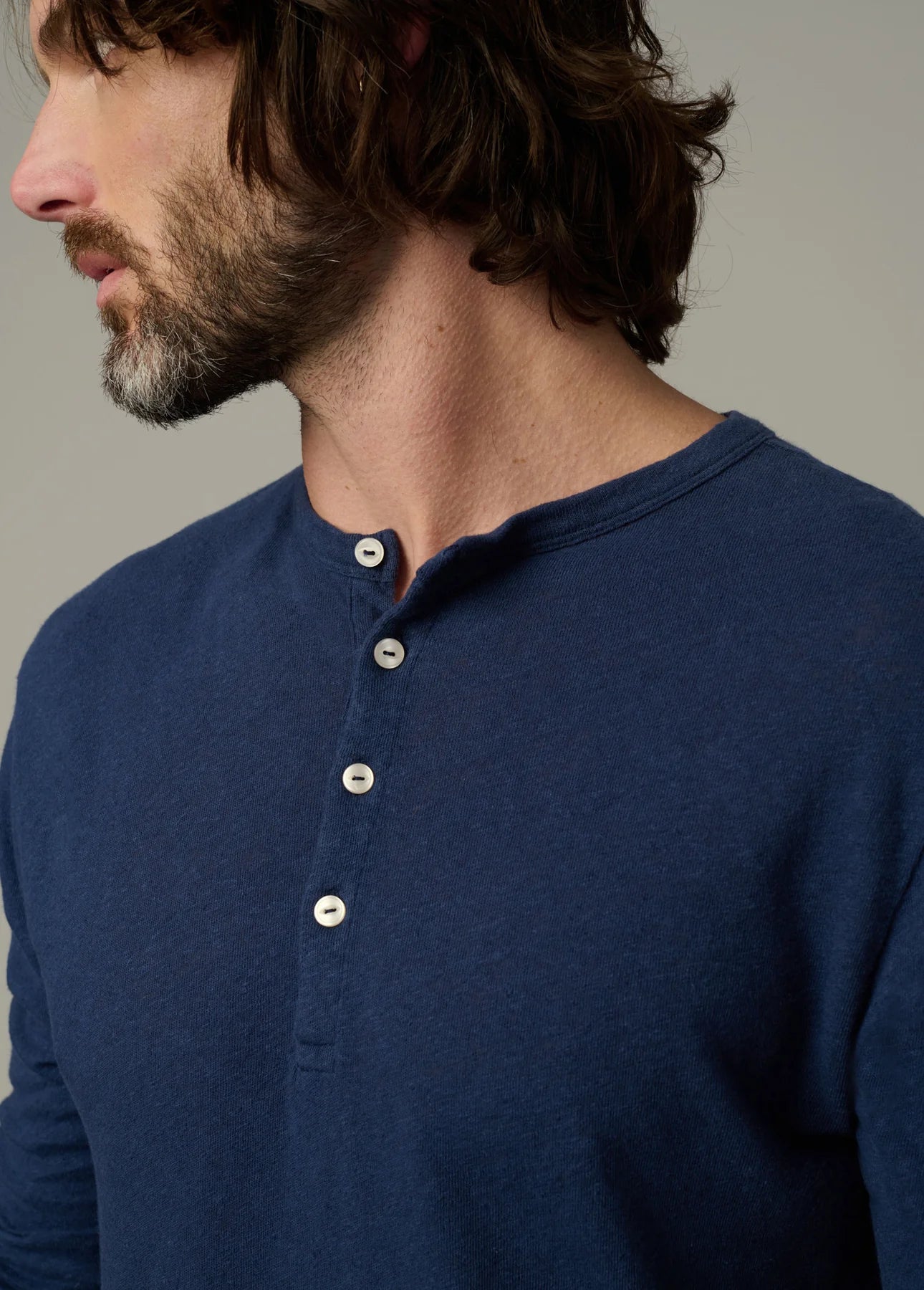 JOE's | Haut Henley à manches longues en lin et coton - Marine