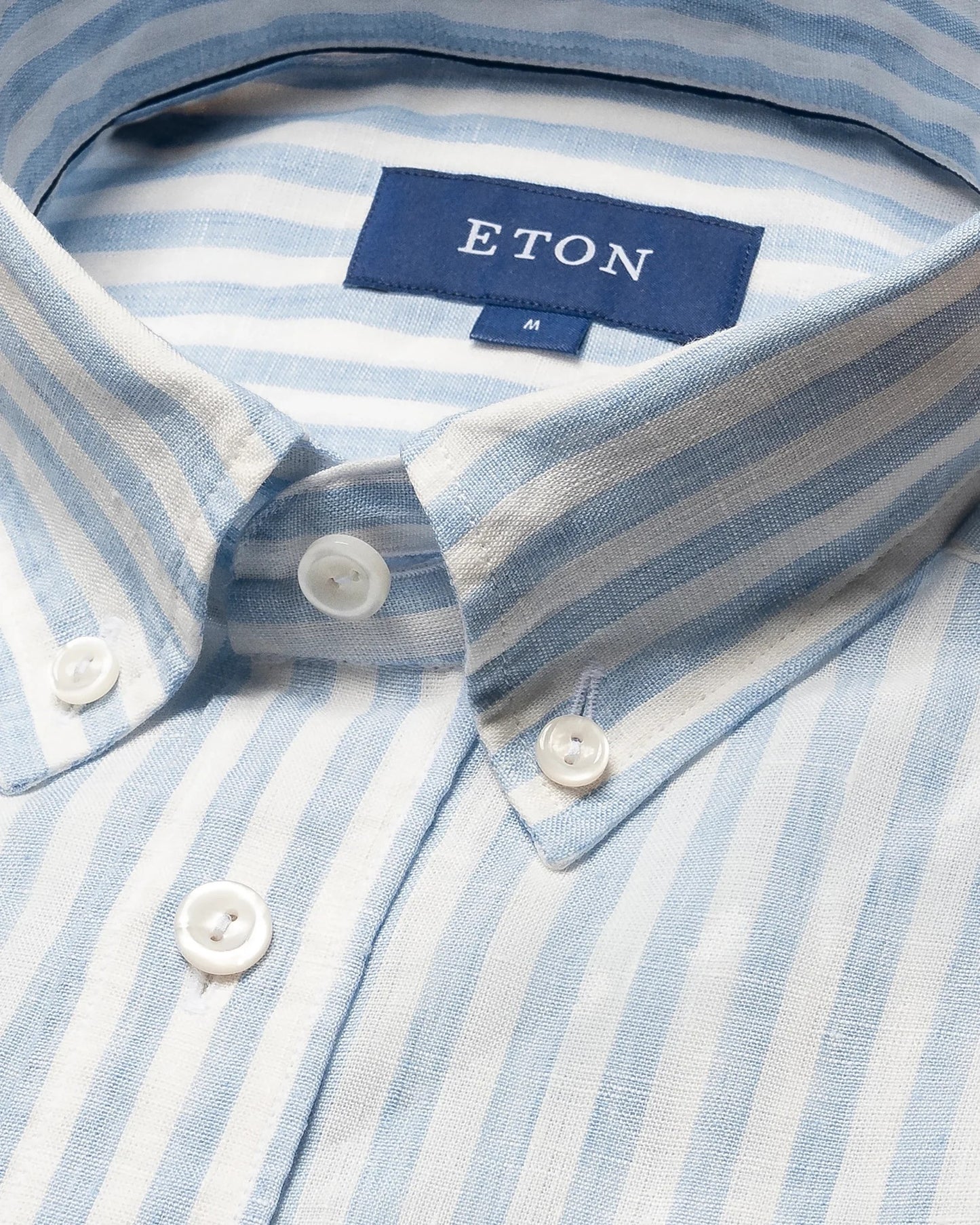 Eton | Chemise boutonnée en lin à rayures, coupe slim - Bleu / Blanc