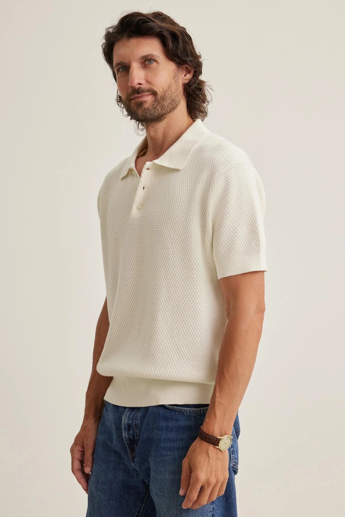 Velvet | Polo ''Lowell'' en maille de coton et cachemire - Crème