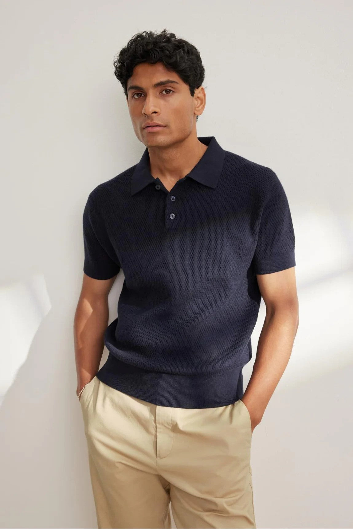 Velvet | Polo ''Lowell'' en maille de coton et cachemire - Marine