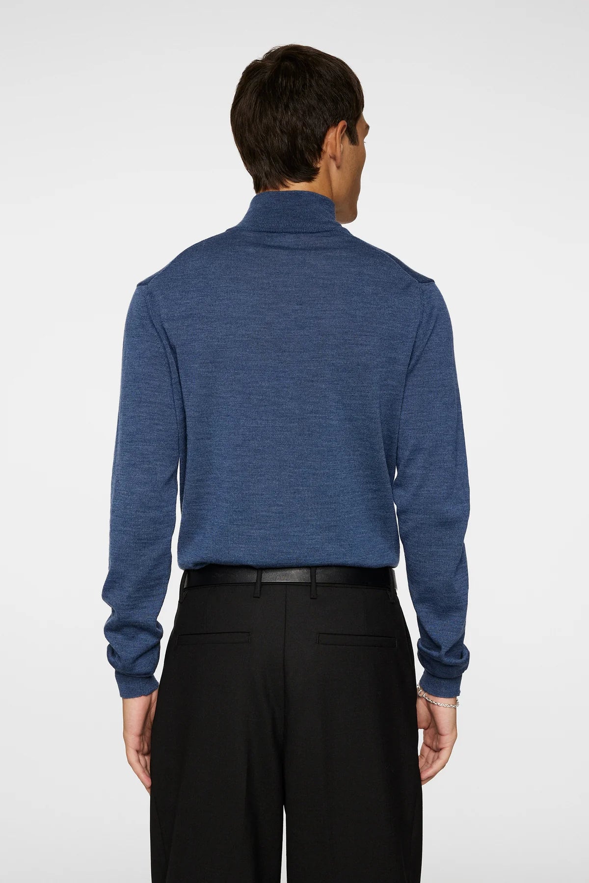 J.LINDEBERG | Pull "Kiyan" Merino Quarter Zip - Bleu mélanger