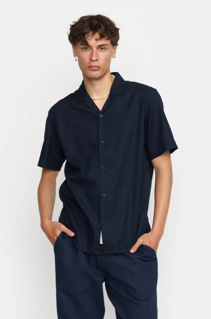 Revolution | Chemise cubaine en lin et coton - Marine