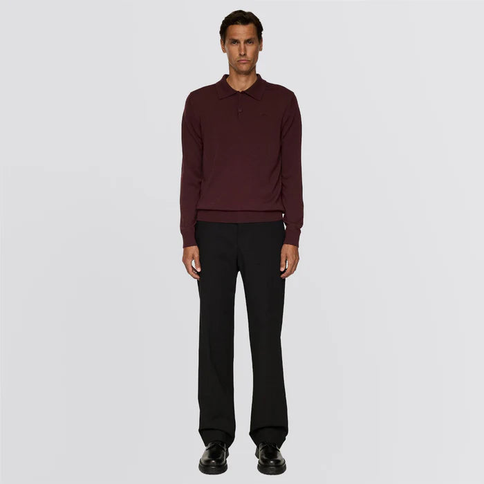 J.LINDEBERG | Polo ''Kai'' en laine mérinos - Bordeaux Huckleberry