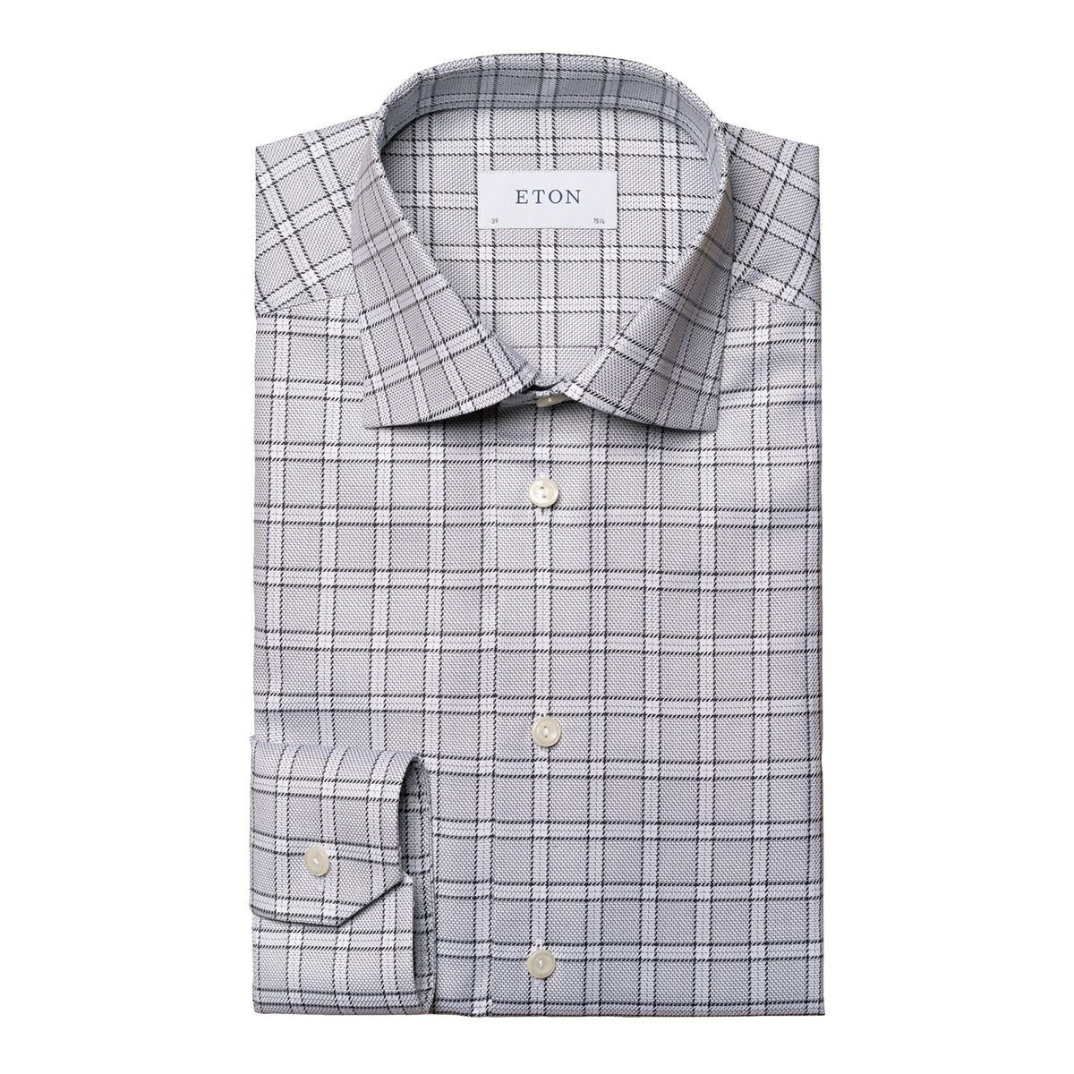 Eton | Chemise à carreaux en sergé (coupe slim) - Gris