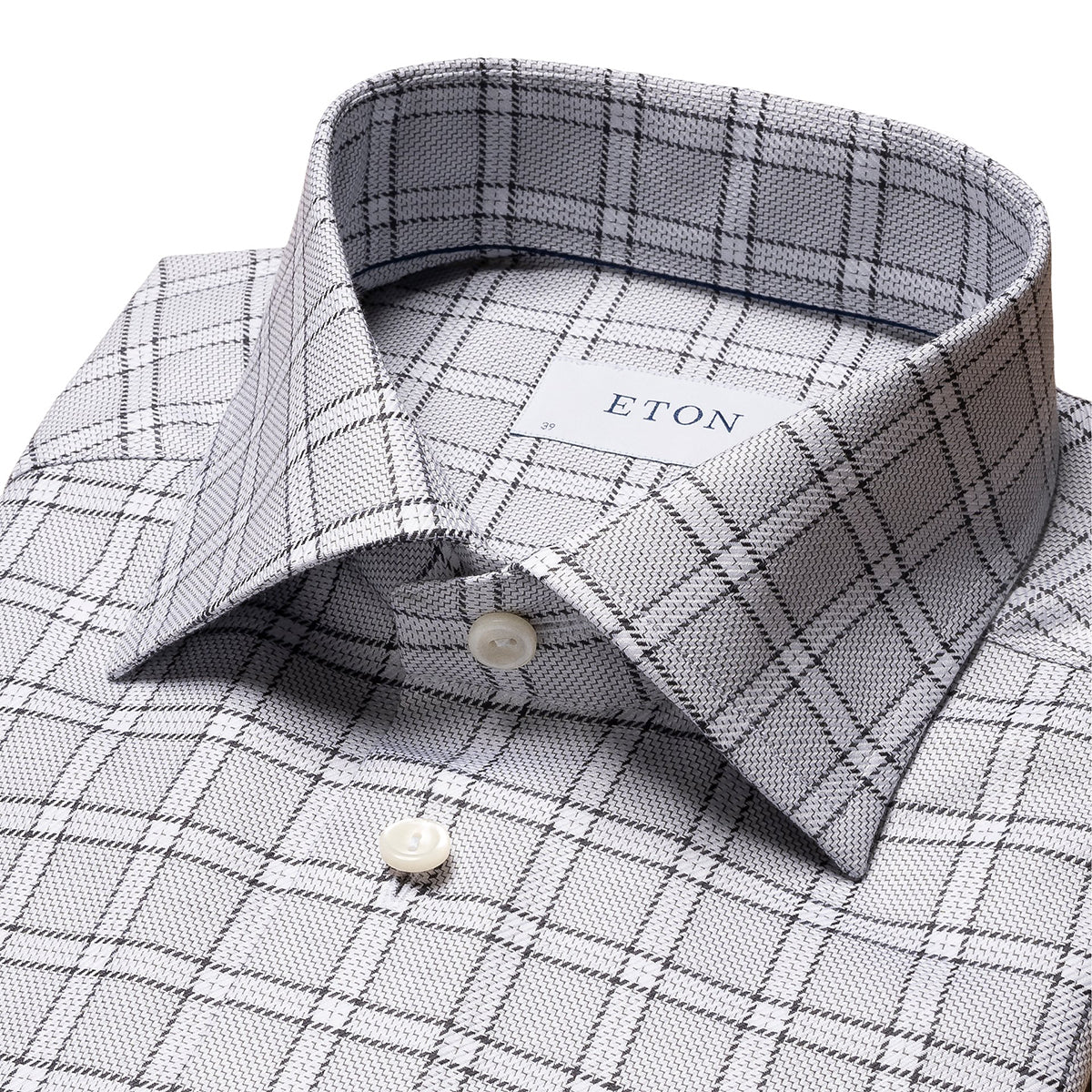 Eton | Chemise à carreaux en sergé (coupe slim) - Gris
