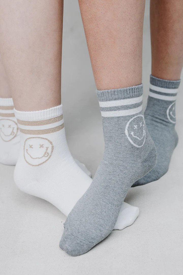 LIMLIM | Chaussettes brillant "SMILEY" - Gris