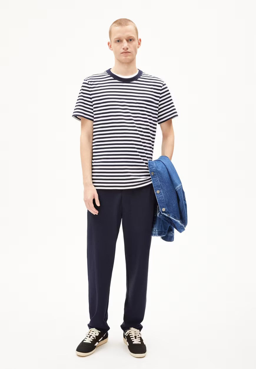 ARMEDANGELS | T-Shirt rayé avec poche "MAARKOS" - Marine