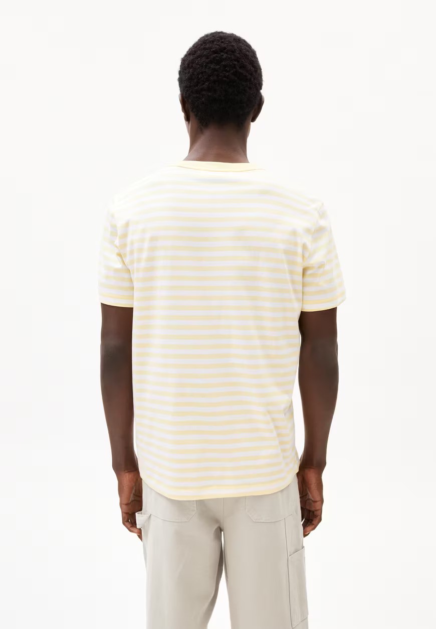 ARMEDANGELS | T-Shirt rayé avec poche "MAARKOS" - Jaune