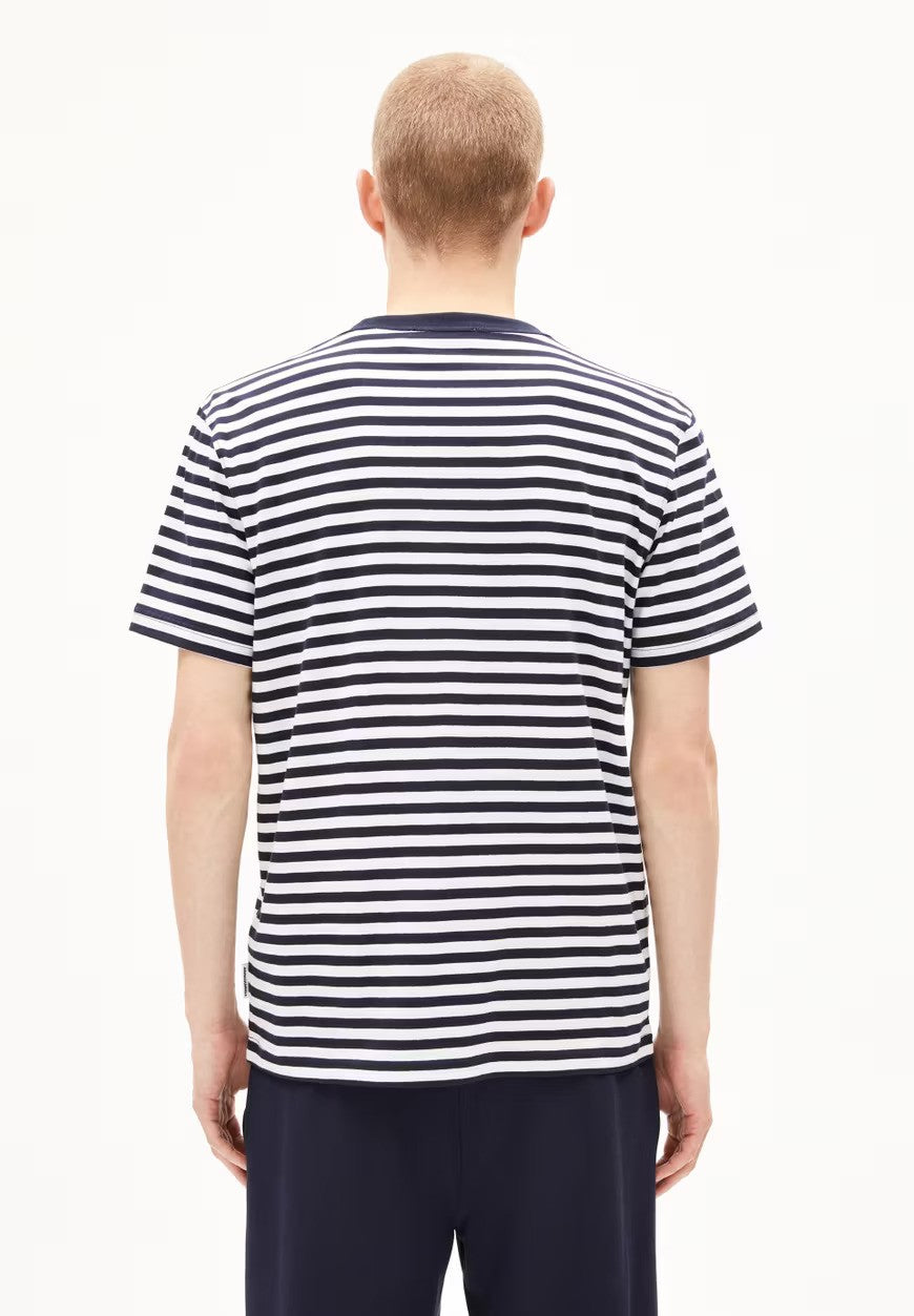 ARMEDANGELS | T-Shirt rayé avec poche "MAARKOS" - Marine