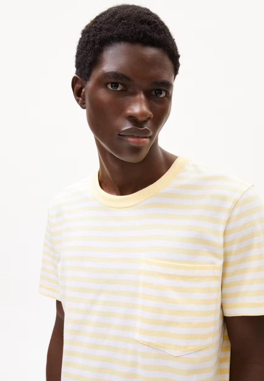 ARMEDANGELS | T-Shirt rayé avec poche "MAARKOS" - Jaune