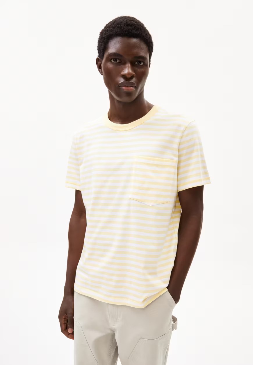 ARMEDANGELS | T-Shirt rayé avec poche "MAARKOS" - Jaune