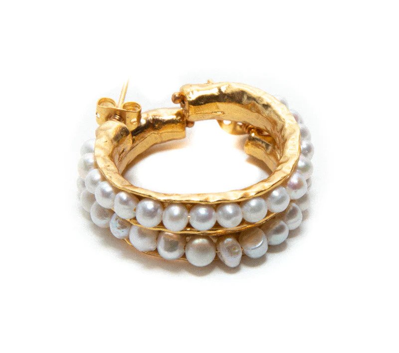 RM KANDY | Créoles en perles - Plaqué Or 21K