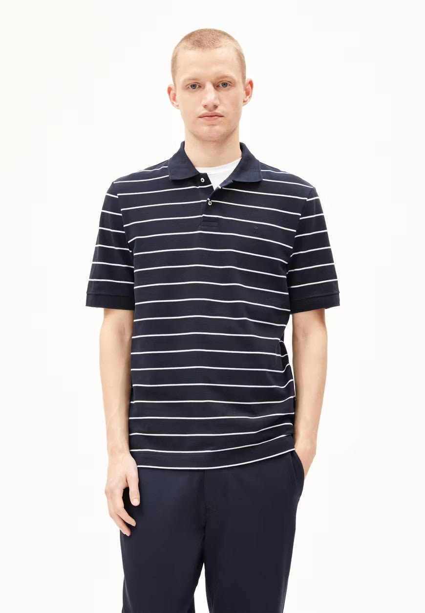 ARMEDANGELS | Polo rayé "MAARIO" - Bleu marine & blanc