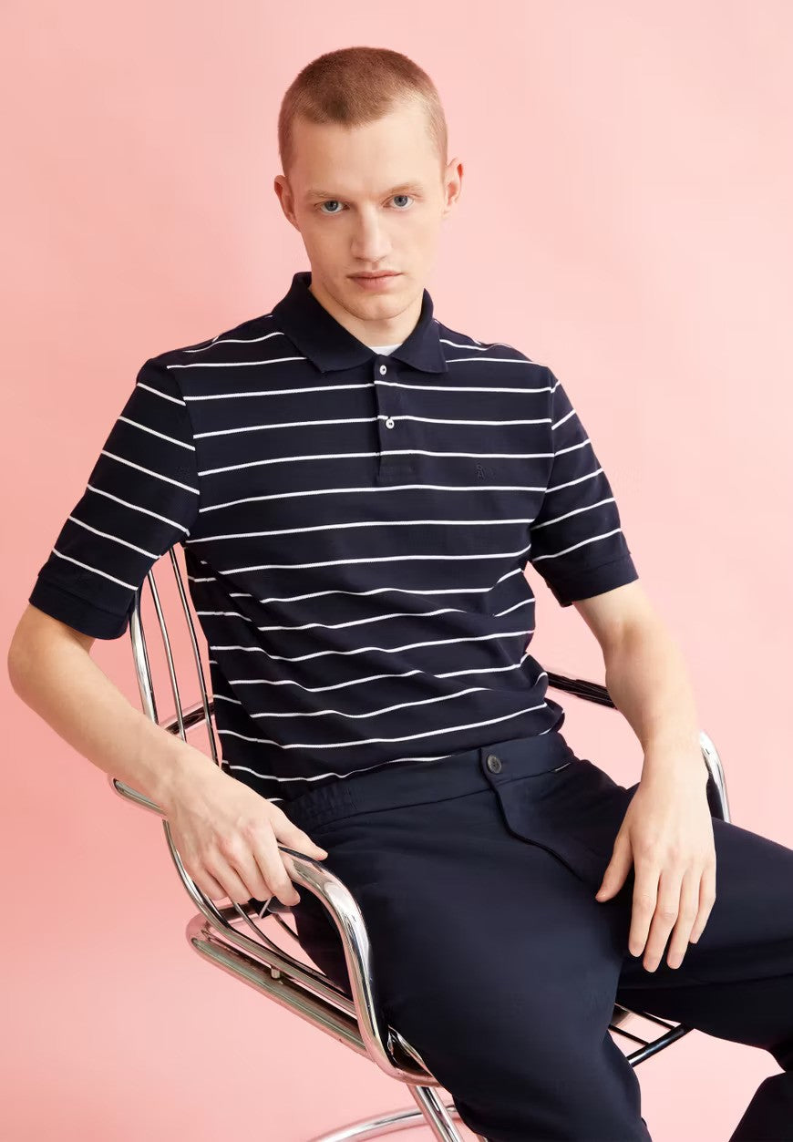 ARMEDANGELS | Polo rayé "MAARIO" - Bleu marine & blanc