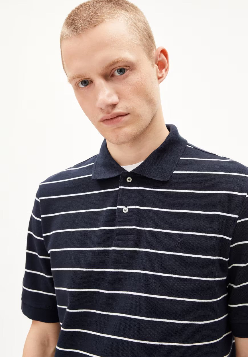 ARMEDANGELS | Polo rayé "MAARIO" - Bleu marine & blanc
