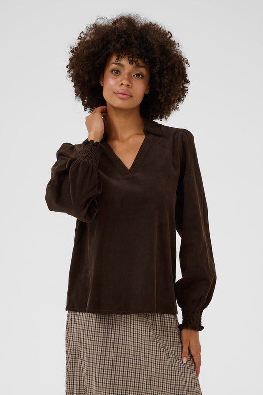 Culture | Chemise Velour côtelé 'Rhaena' | Marron