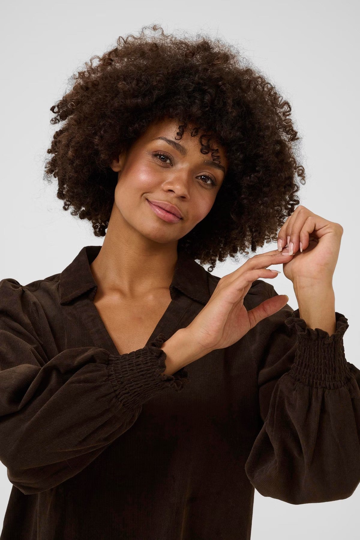Culture | Chemise Velour côtelé 'Rhaena' | Marron